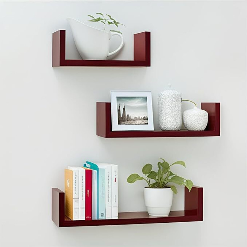 Antique Villa World Pes Floating Shelves wall mount Wooden Wall Shelf(Number of Shelves - 3, Brown)
