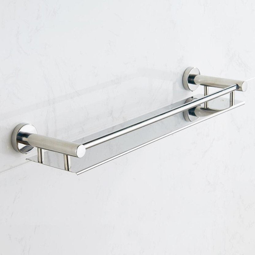 HANDY Heavy Duty Stainless Steel Bathroom Shelf, Single Shelves with Towel Bar Wall Mounted, Shower Storage 16 inches Stainless Steel Wall Shelf(Number of Shelves - 1, Silver)