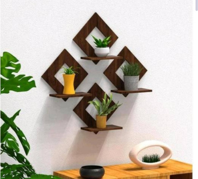 C For Craft WALL SHELF Wooden Wall Shelf(Number of Shelves - 4, Brown)