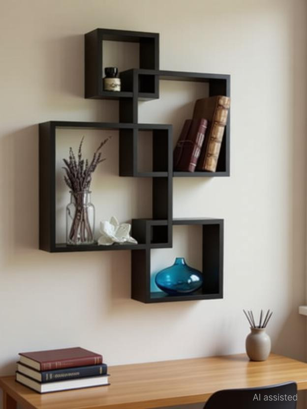 Eco Eco Handicrafts Wooden wall shelf | wall shelves | Rack shelf ( Number of shelves 4 BLACK ) Wooden Wall Shelf(Number of Shelves - 4, Black) - Flipkart Deal