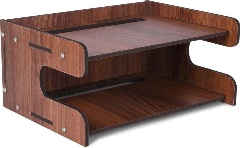 Gojeeva Wooden set top box stand wall stand Wall Shelves home decoration(DIY) Wooden Wall Shelf(Number of Shelves - 2, Brown)