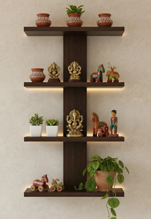frozen Wall Mount Rack Shelf Plastic Wall Shelf(Number of Shelves - 4, Black)