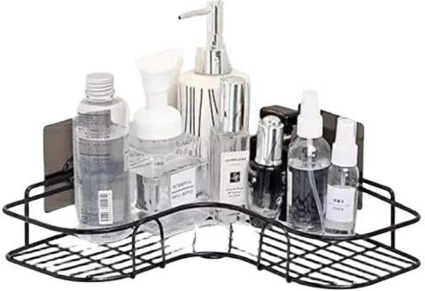 DevRosh Self Adhesive Bathroom Shelf | Corner Wall Mounted Storage Rack Stainless Steel Wall Shelf(Number of Shelves - 1, Multicolor)