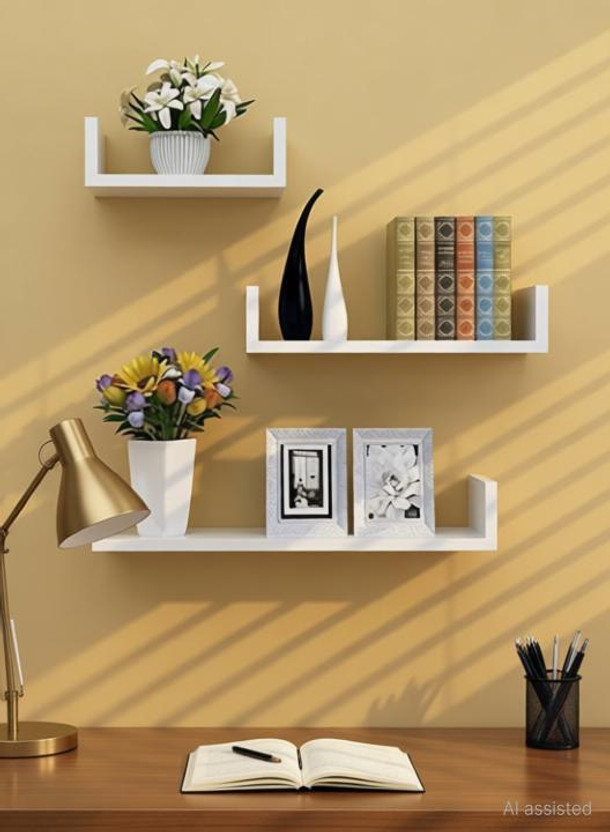 classiconline classiconline Wooden Wall Mounted Racks, Organizer, Shelf for Kitchen Storage Boxes Wooden Wooden Wall Shelf(Number of Shelves - 3, White) - Flipkart Deal