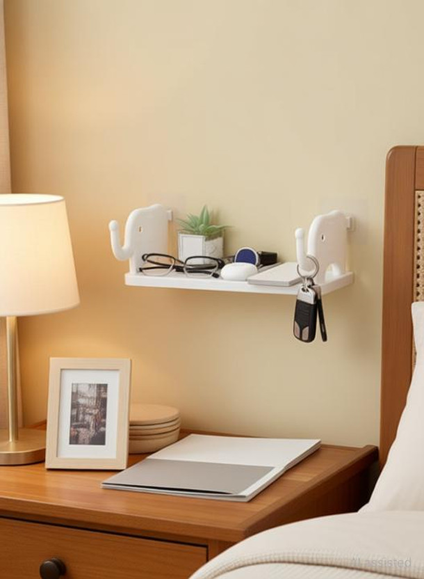 hari Elephant Shape Storage Rack Stand Plastic Wall Shelf(Number of Shelves - 1, White)
