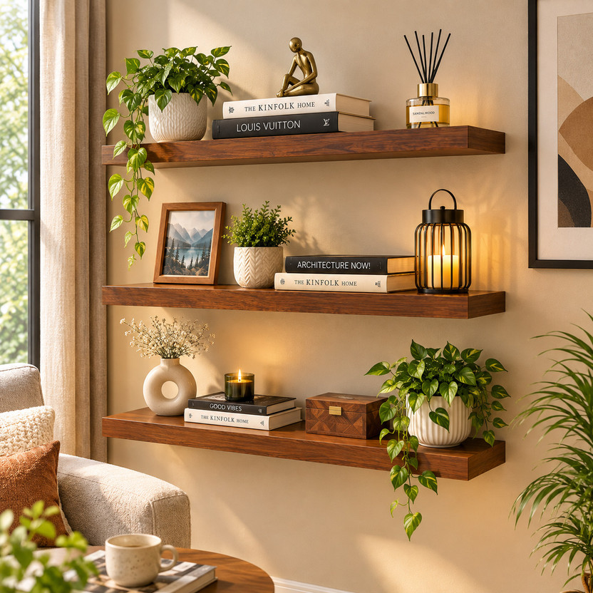 CRAFTBUZZ CRAFTBUZZ Wooden Floating Wall Shelf Set of 3 MDF Display Shelves for Home Decor Brown MDF (Medium Density Fiber) Wall Shelf(Number of Shelves - 3, Brown) - Flipkart Deal
