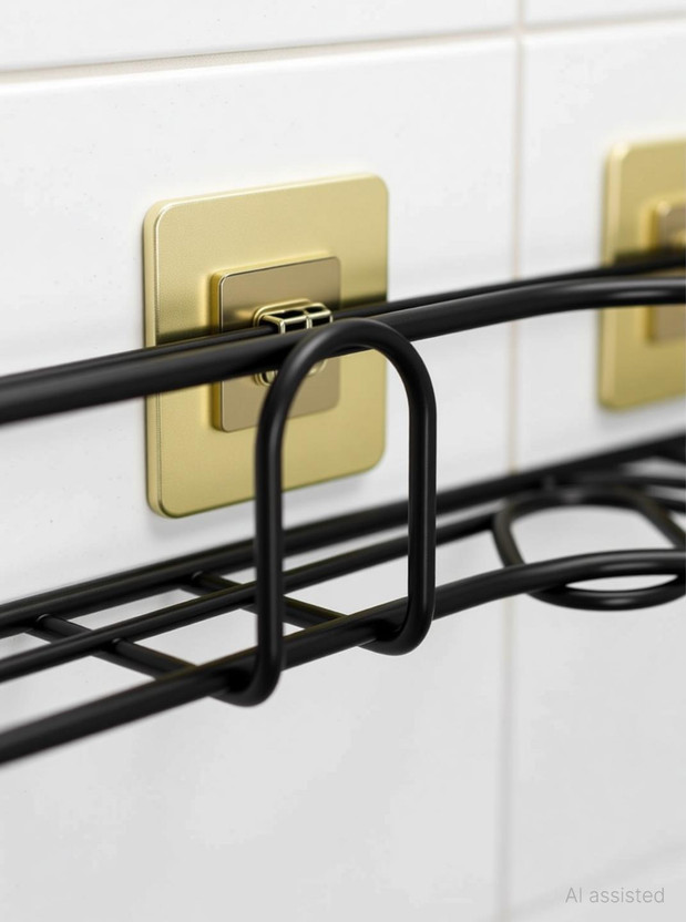 VIHA STORE SmartBath Duo Corner Shelf Iron Wall Shelf(Number of Shelves - 2, Black)