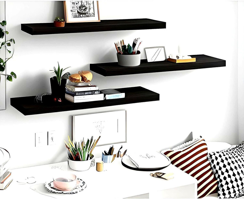 Xtenshion Crafts Wall Shelves | Modern Décor Display Rack for Home & Office Wooden Wall Shelf(Number of Shelves - 3, Brown)