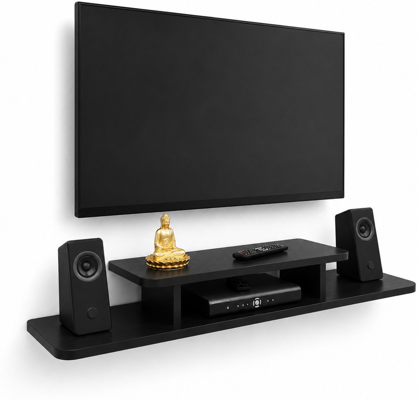 LPSWoodenCraft LPSWoodenCraft Stylish TV Console Rack | Modern Wall Shelf for Electronics & Décor MDF (Medium Density Fiber) Wall Shelf(Number of Shelves - 4, Black) - Flipkart Deal