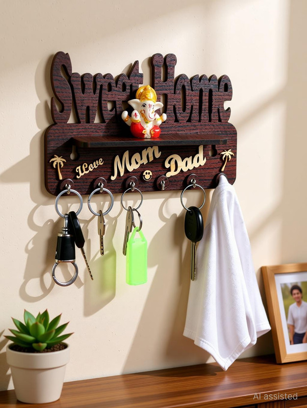 FMSA4 034 home/ Best decorative item for home décor / festive décor Mobile stand Wooden Wall Shelf(Number of Shelves - 1, Brown)
