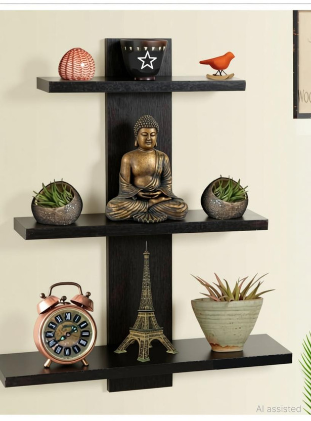 stardecor Brown Tree Patti Mdf Wall Shelf MDF (Medium Density Fiber) Wall Shelf(Number of Shelves - 3, Brown)