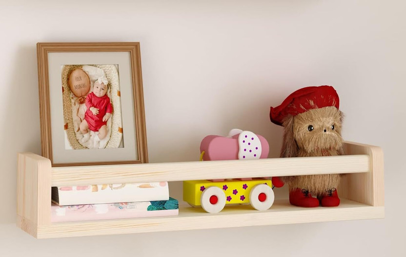 Absales Wooden Nursery Wall Shelves (1 PCs) for Books, Toys & Décor, 40 cm Wooden Wall Shelf(Number of Shelves - 1, Beige)