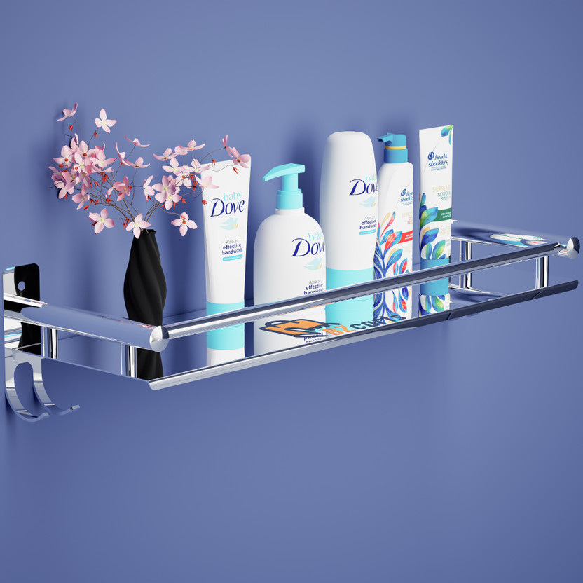 Bzcarts Single Layer Multipurpose shelf | Bathroom Rack Shelf | Bathroom Accessories Stainless Steel Wall Shelf(Number of Shelves - 0, Steel)