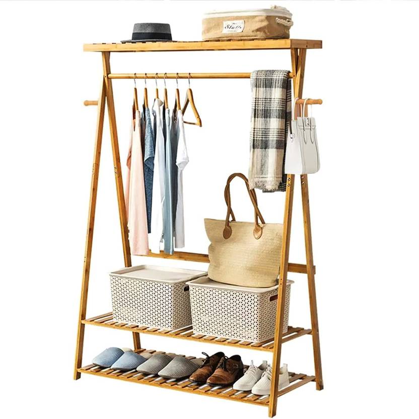ADA Handicraft Premium Natural Bamboo 3Tier Clothe Garment Rack with