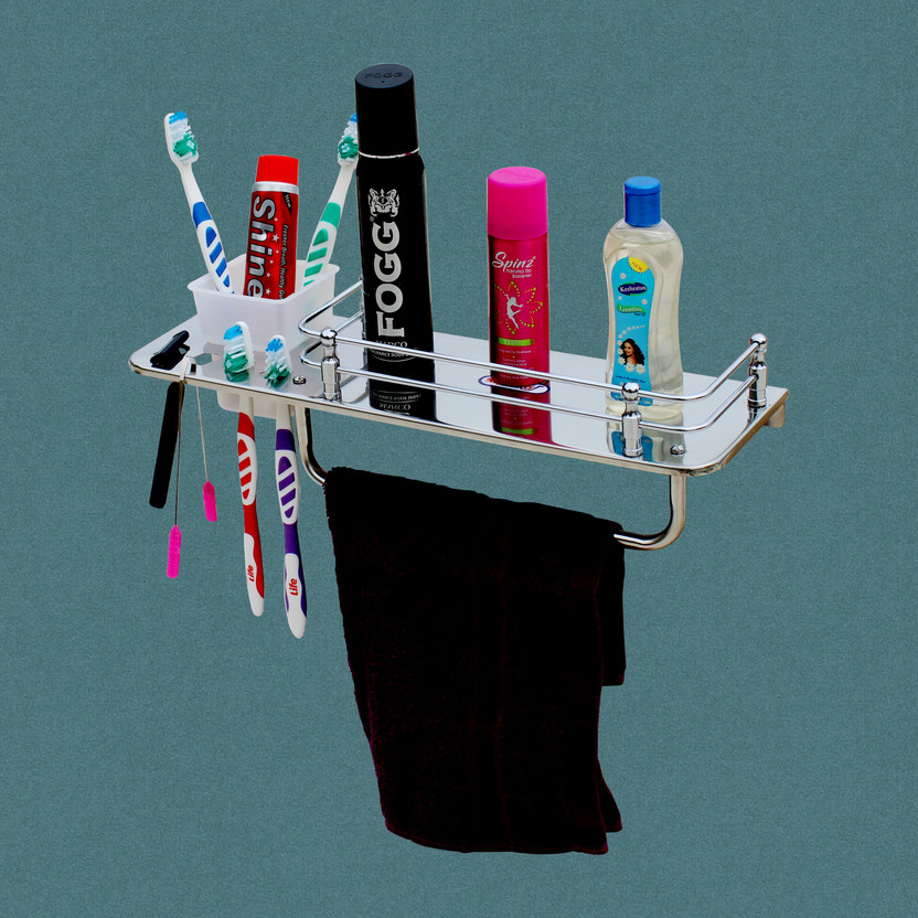 SQUARO SQUARO ONLINE STORE Stainless Steel 5 in 1 Multipurpose Shelf/Tumbler /Toothbrush /Soap Holder Stainless Steel Wall Shelf(Number of Shelves - 1) - Flipkart Deal