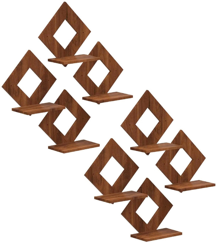 vishu Wooden Wall Shelf(Number of Shelves - 8, Brown)