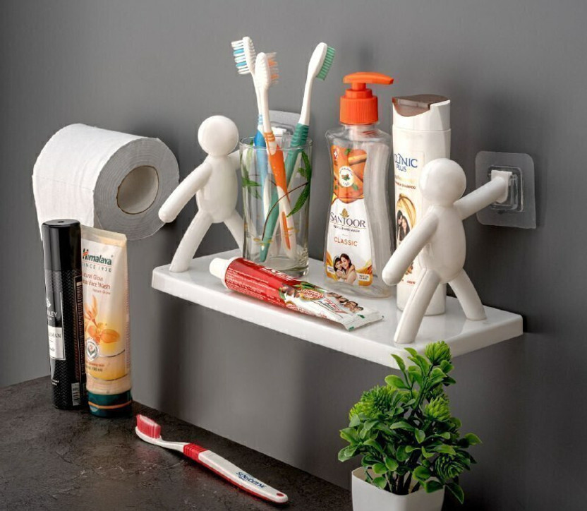 decoroid Multipurpose Wall Mount Self Adhesive Floating Shelf 11.190 Plastic Wall Shelf(Number of Shelves - 1, White)