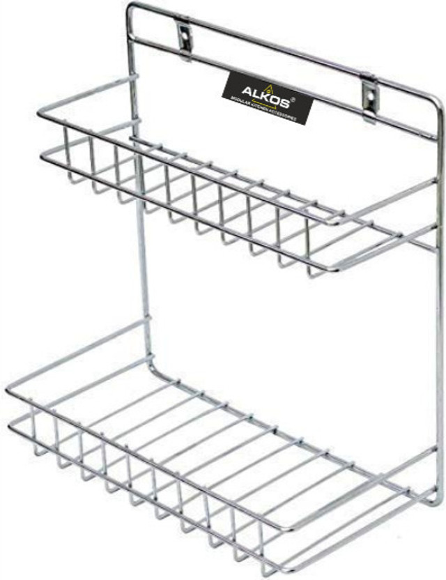 ALKOS Stainless Steel Multi-use Rack Bathroom Shelf Storage Organizer for bathroom Stainless Steel Wall Shelf(Number of Shelves - 2, Steel)