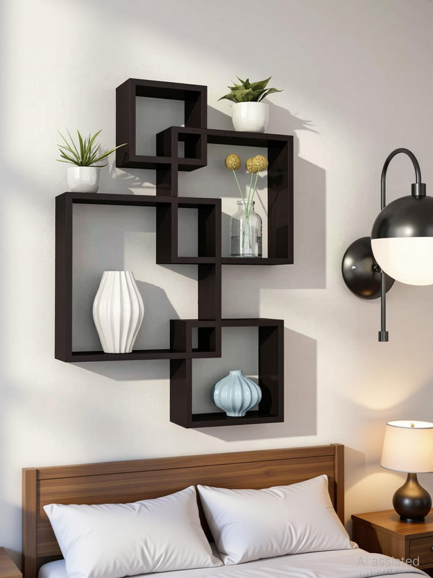 Online Online Craftbuzz Wooden Mounted Rack for Living Room Decor MDF (Medium Density Fiber) Wall Shelf(Number of Shelves - 4, Black) - Flipkart Deal