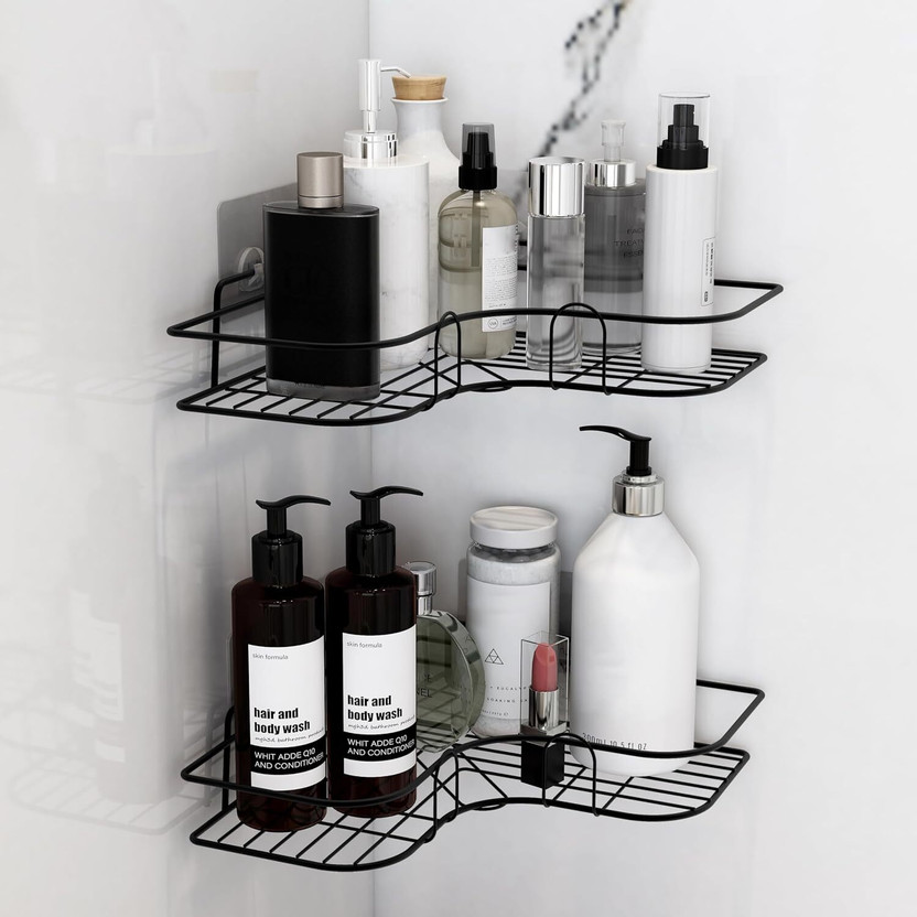 Flipkart Brûlée Shower Corner Shelf Organizer Wall Mount Bathroom Rack Steel Wall Shelf(Number of Shelves - 2, Black) - Flipkart Deal