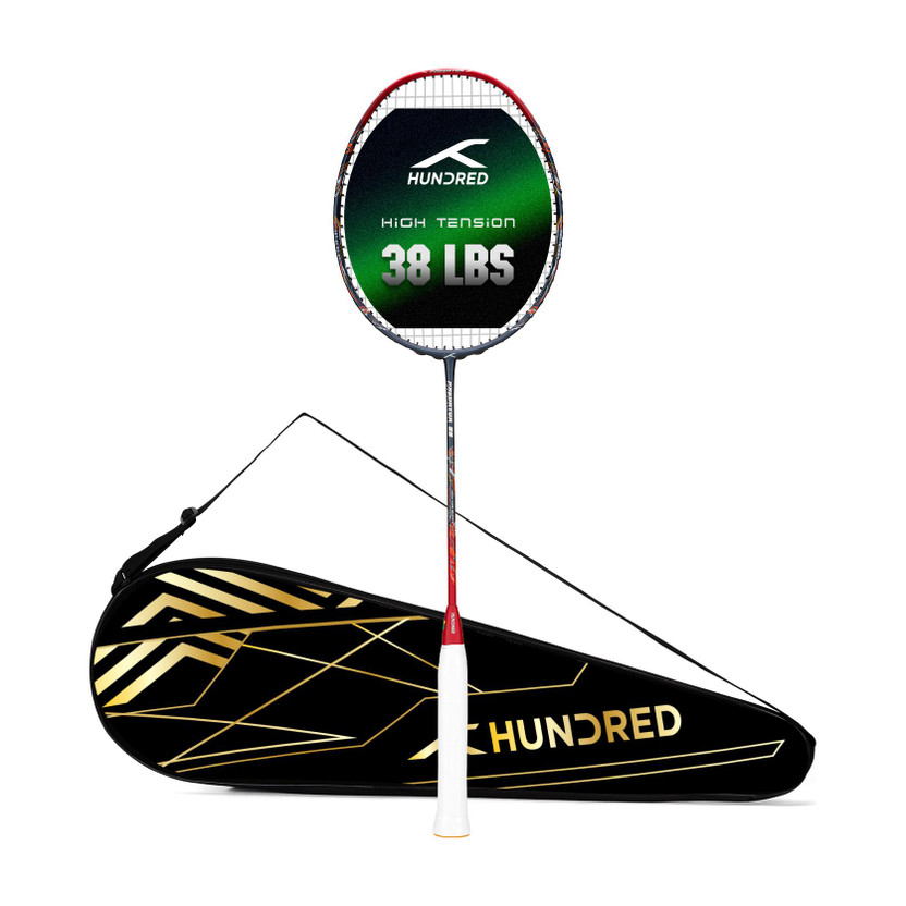 Hundred Predator 82 Extra Strong (≤38lbs) Black Strung Badminton Racquet(Pack of: 1, 82 g)