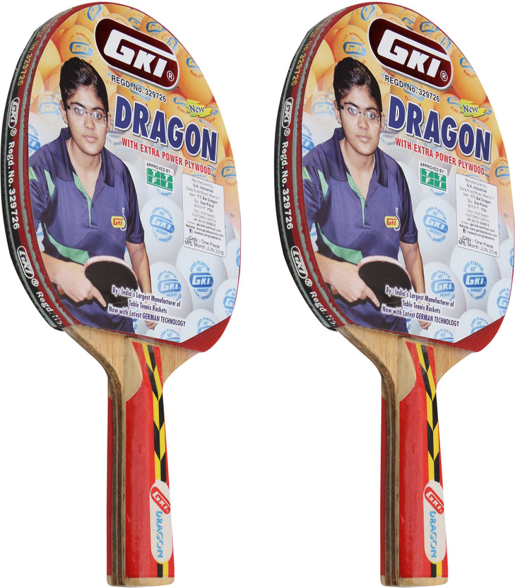GKI DRAGON Table tennis Red Table Tennis Racquet(Pack of: 2, 79 g)