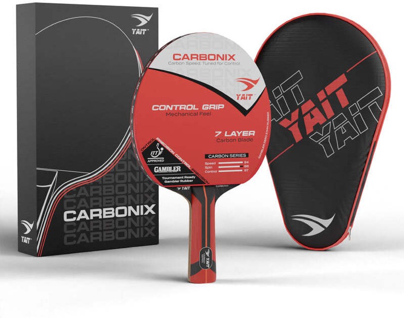 Yait Sports Carbonix Carbon Table Tennis Racket | Professional 7-Ply Carbon | ITTF-Standard Red Table Tennis Racquet(Pack of: 1, 172 g)