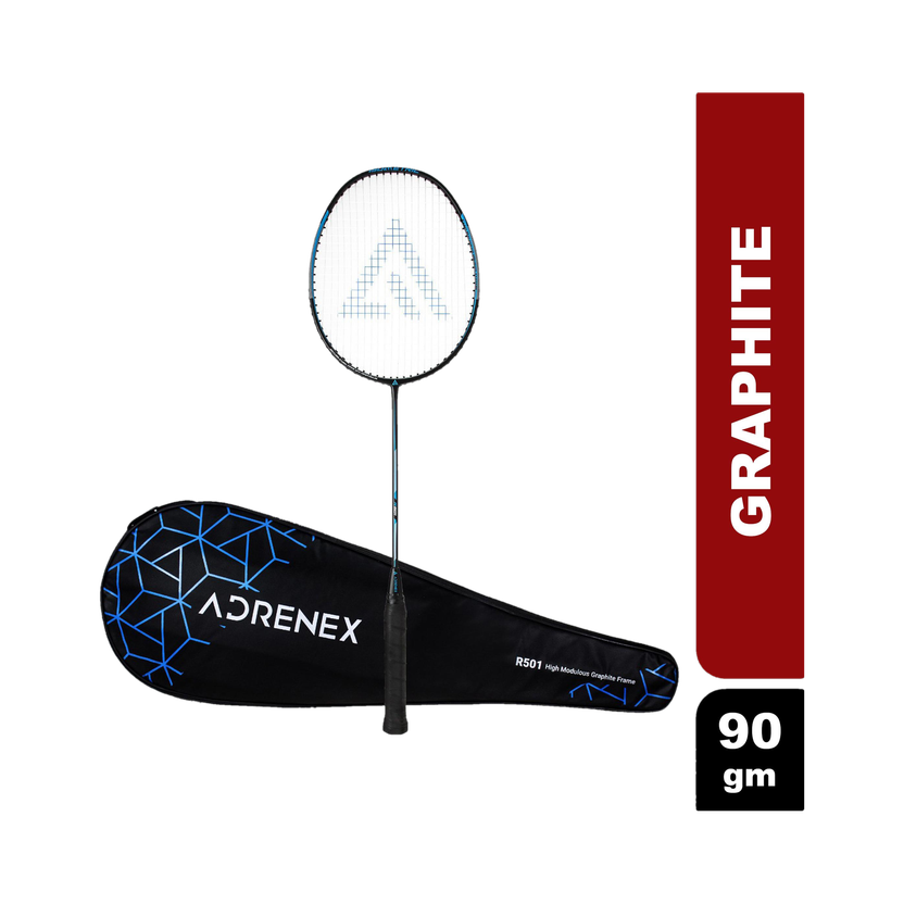 Adrenex by Flipkart R501 Full Graphite Badminton Racquet Black, Blue Strung(Pack of: 1, 90 g)