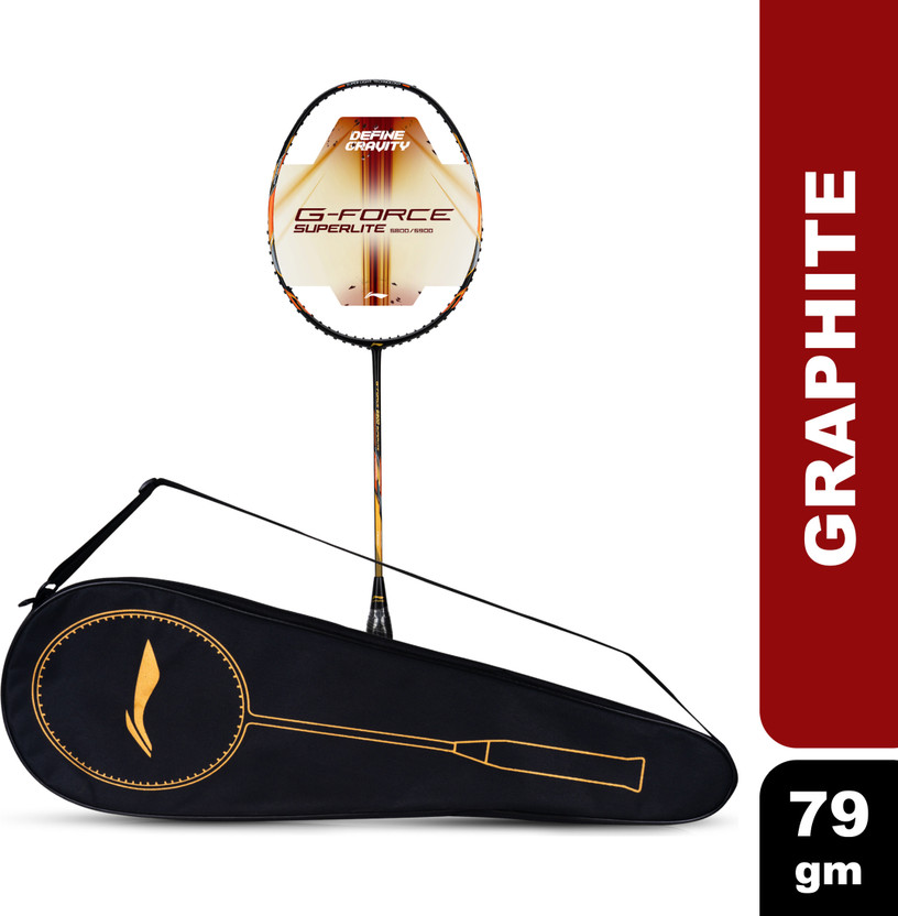 LI-NING G-Force 5900 Superlite Black, Gold Strung Badminton Racquet(Pack of: 1, 79 g)