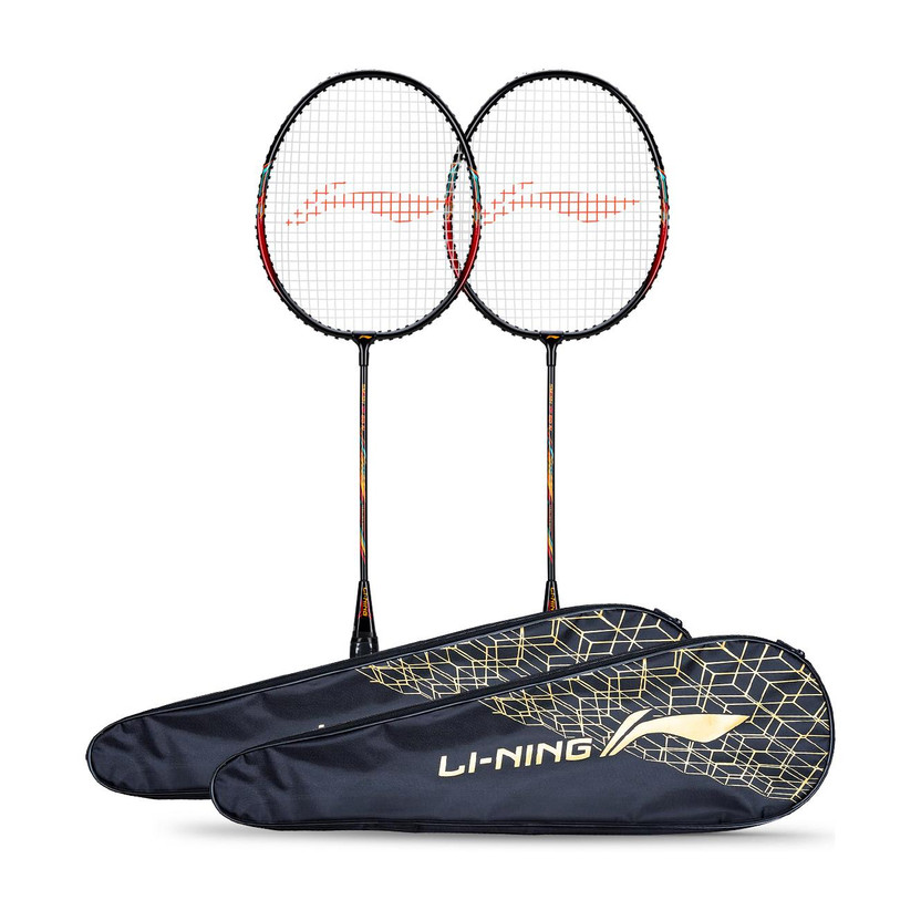 LI-NING Smash XP 60 IV (Set of 2 + 2 Full Covers) (Strung, Black / Pink) Red Strung Badminton Racquet(Pack of: 4, 95 g)