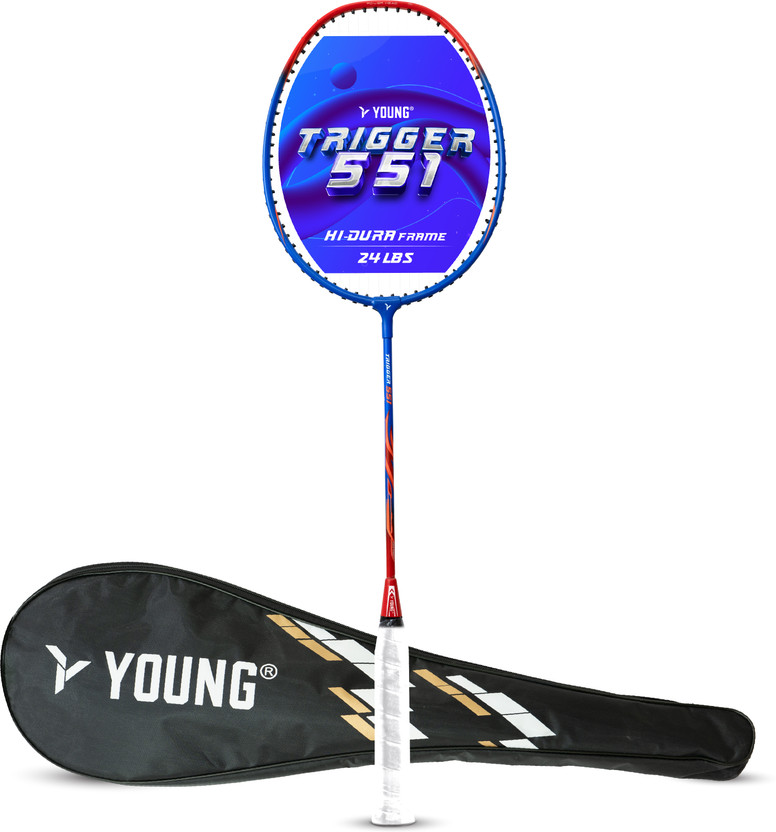 Young Trigger 551 (Power Head, High Durable) Blue Strung Badminton Racquet(Pack of: 1, 95 g)