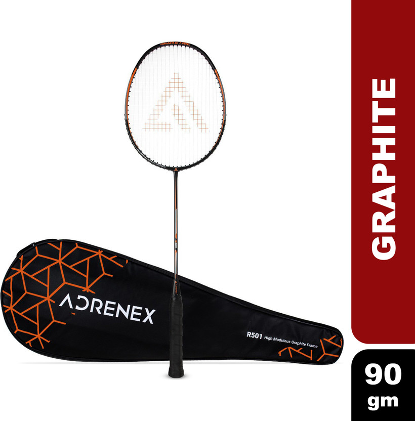 Adrenex by Flipkart R501 Full Graphite Badminton Racquet Black, Orange Strung(Pack of: 1, 90 g)