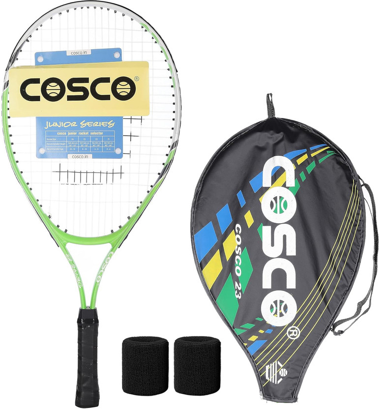 COSCO Drive-23 Tennis Racket Junior Size, 6 to 8 Years (Pack of 1) (23 Inches) ¾ Cover Multicolor Strung Tennis Racquet(Pack of: 1, 270 g)
