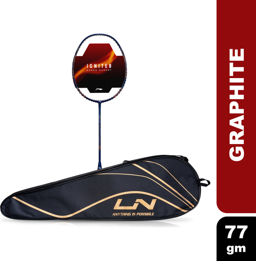 LI-NING Ignite 8 Japanese Carbon Graphite Black, Blue Unstrung Badminton Racquet(Pack of: 1, 77 g)