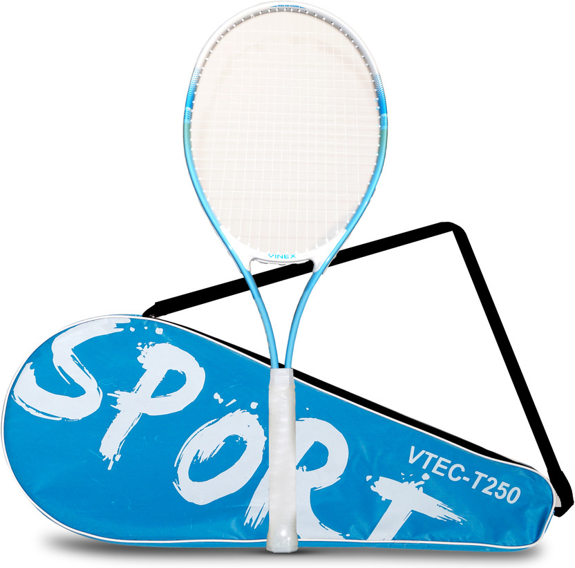 VINEX Tennis Racquet - Vtec T250, Aluminum Racket With Carrying Bag, Lightweight 260g Blue Strung Tennis Racquet(Pack of: 1, 260 g)