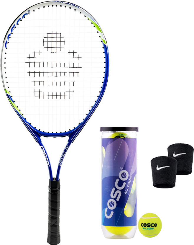 COSCO Drive-26 Lawn Tennis Racket With Tennis Ball And Wrist Band Multicolor Strung Tennis Racquet(Pack of: 1, 270 g)