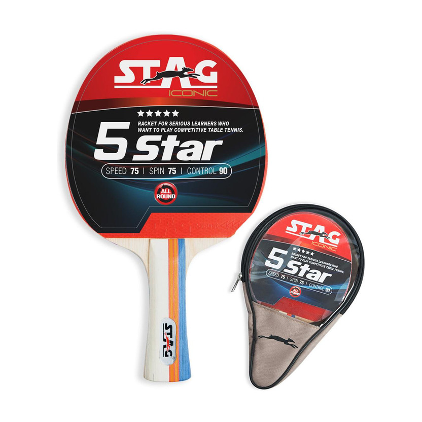 Stag iconic Five Star Black, Red Table Tennis Racquet(Pack of: 1, 167 g)