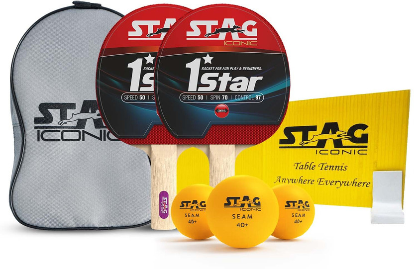 Stag iconic 1Star Anywhere-Everywhere Playing Table Tennis Orange Table Tennis Racquet(Pack of: 2, 360 g)
