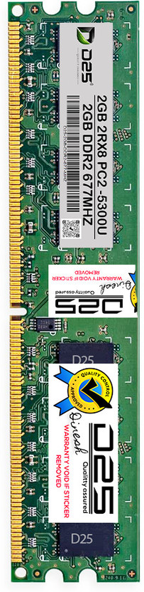 D25 2GB DDR2 Desktop RAM 667MHz Long DIMM Memory Module Ram for PC DDR2 2 GB (Dual Channel) PC (DDR2 2GB Desktop RAM | High-Speed Computer Memory Ram | Dual Channel Compatible)(Green)