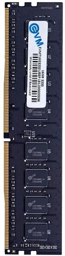 EVM 3200MHz Desktop RAM DDR4 16 GB (Dual Channel) PC (EVMT16G3200U88P)(Black)