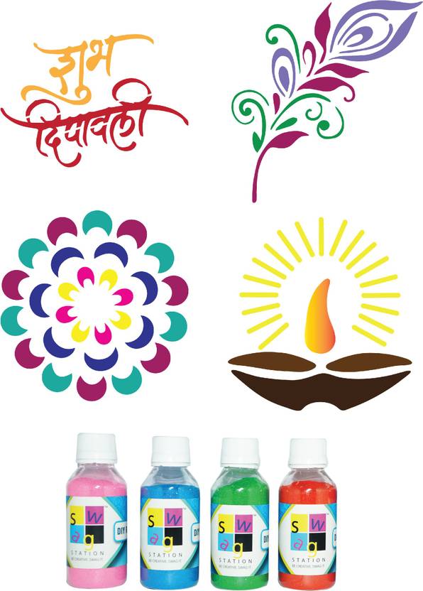 SWAG STATION Mandala Diya Rangoli Stencils Set, Rangoli Big Stencils