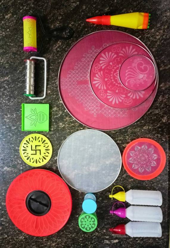 Luckypot 360 Degree Magc Rangoli Jali Stencil Floor Kit Box/Outline