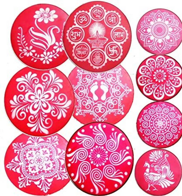 Luckypot Plastic Draw Rangoli Making Jali Stencil Floor Kit Combo For