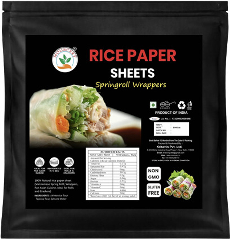 Nourcery Rice Paper Sheets, 400Gm (Spring Roll Wrappers) Veg Momo(400 g)