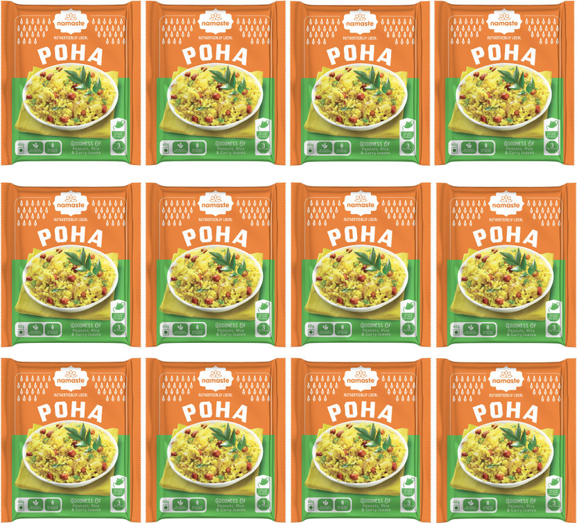 Namaste Chai Breakfast Poha, Instant Poha in 3 Mins, 60g X 12 Pouch(720 g)
