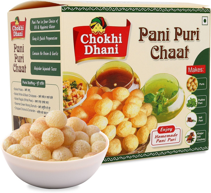 Chokhi Dhani Pani Puri Chaat | Khatta Meetha Golgappa Puchka Kit | Ready Eat Meal (Pack of 1)(220 g)