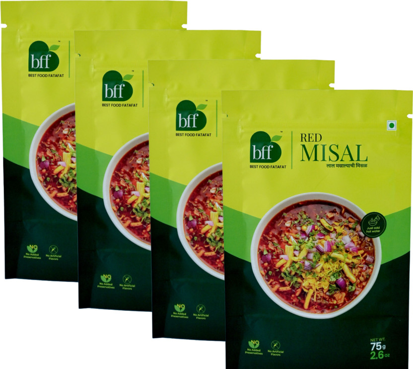 Bff Instant Red Misal – 75g x 4 Ready to Eat, Instant Breakfast, Spicy & Flavorful,(300 g)