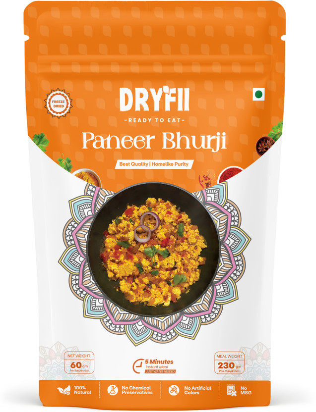 Dryfii Ready-to-Eat Instant Paneer Bhurji | Pure Veg | Freeze Dried | Rehydrated Wt.(230 g)