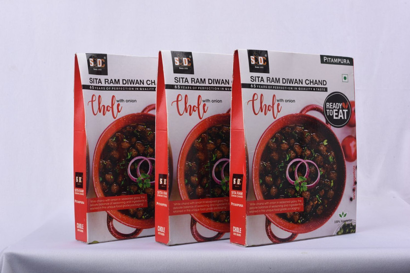 SRDC "SITA RAM DIWAN CHAND" Ready To Eat Chole with Onion | Instant mix | 300g each(900 g)