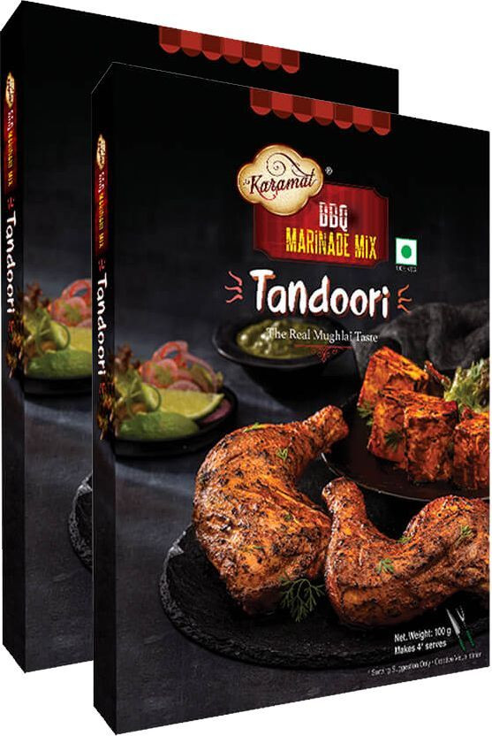 Karamat Ready to Eat Tandoori Marinade Mix Pack of 2 (100g each), BBQ, Instant Mix(200 g)